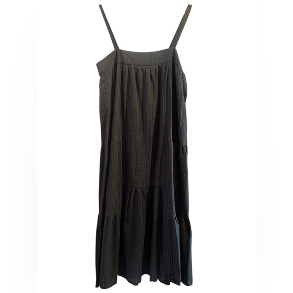 Jenni Kayne Summer Cotton Seersucker Tank Square Neck Tiered Relaxed Midi Dress - Picture 4 of 6